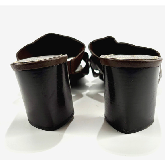 NEW Liz Claiborne Heels Women SZ 10M Vintage Slip On Shoes Brown Strappy Sandals - Picture 5 of 8